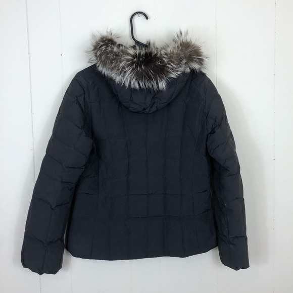 Post Card Black Quilted Puffer Down Jacket W/ Fur Hood Sz M - Picture 13 of 16